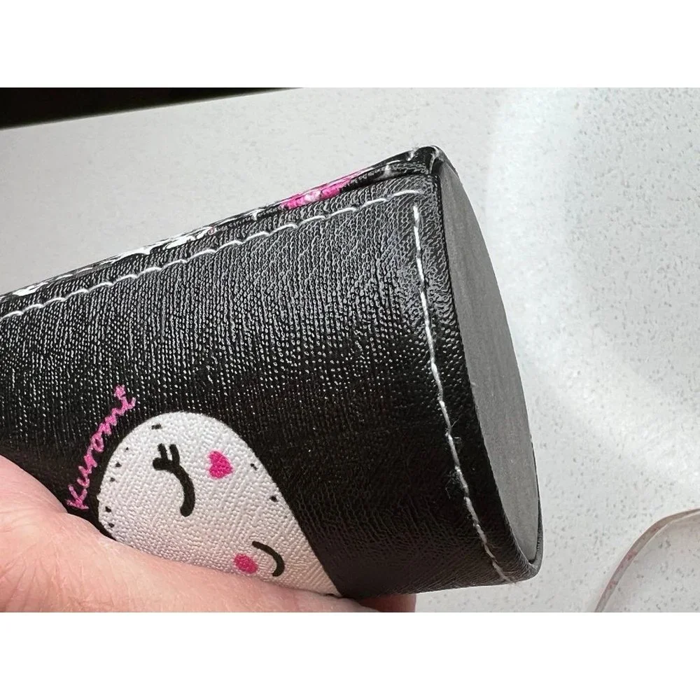 Kuromi Kawaii Brush Holder Desk Organizer Pen Cup Hello Kitty Faux Leather Round